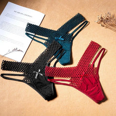 Women Panties Low Waist Hollowed Out Cross-belt See-through Pornographic Thin Strip French Style Ladies Sling Thong Inner Wear