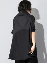 Amax luluE  Spring Luxury  Punk Clothes Ladies Streetwear Womens Black Patchwork Tee Shirts Cotton Loose Casual Tops