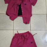 Women’s Pink Short-Sleeve Button-Up Set