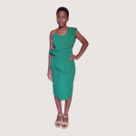 Green one-shoulder midi cocktail dress