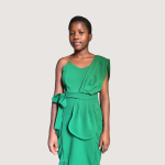Green one-shoulder midi cocktail dress