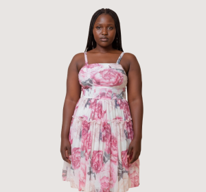 Women’s Floral Pink Sleeveless Midi Dress